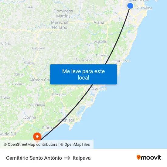Cemitério Santo Antônio to Itaipava map
