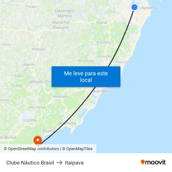 Clube Náutico Brasil to Itaipava map