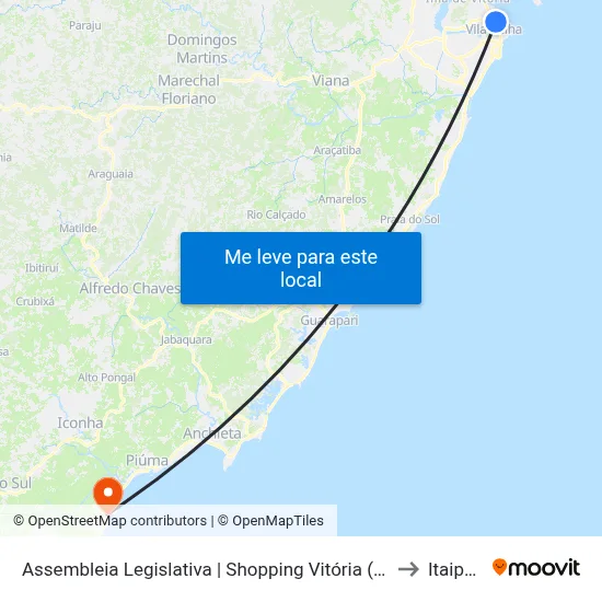 Assembleia Legislativa | Shopping Vitória (Transcol) to Itaipava map