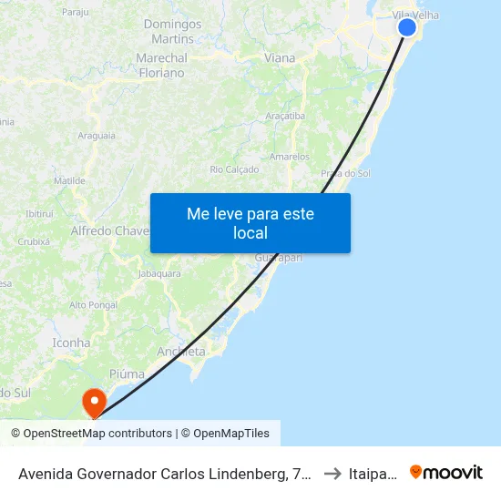 Avenida Governador Carlos Lindenberg, 722 to Itaipava map