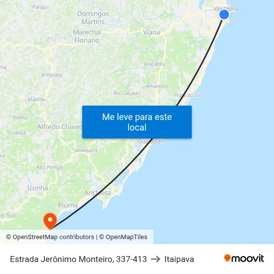 Estrada Jerônimo Monteiro, 337-413 to Itaipava map