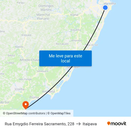 Rua Emygdio Ferreira Sacramento, 228 to Itaipava map