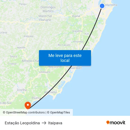 Estação Leopoldina to Itaipava map