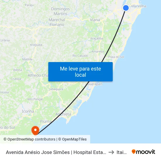 Avenida Anésio Jose Simões | Hospital Estadual De Vila Velha to Itaipava map