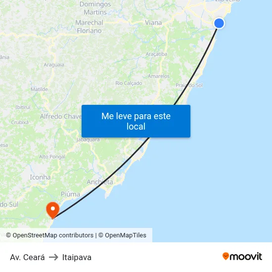 Av. Ceará to Itaipava map