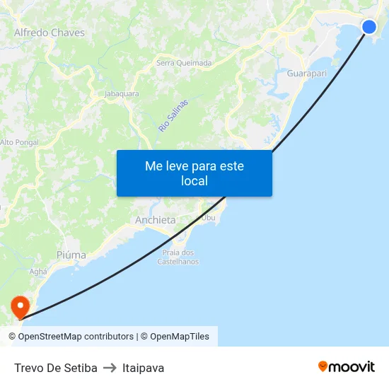 Trevo De Setiba to Itaipava map