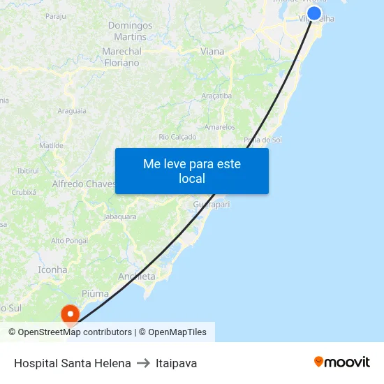 Hospital Santa Helena to Itaipava map