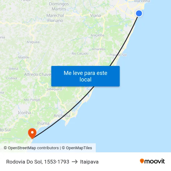 Rodovia Do Sol, 1553-1793 to Itaipava map