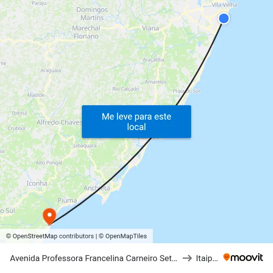 Avenida Professora Francelina Carneiro Setúbal, 731-751 to Itaipava map