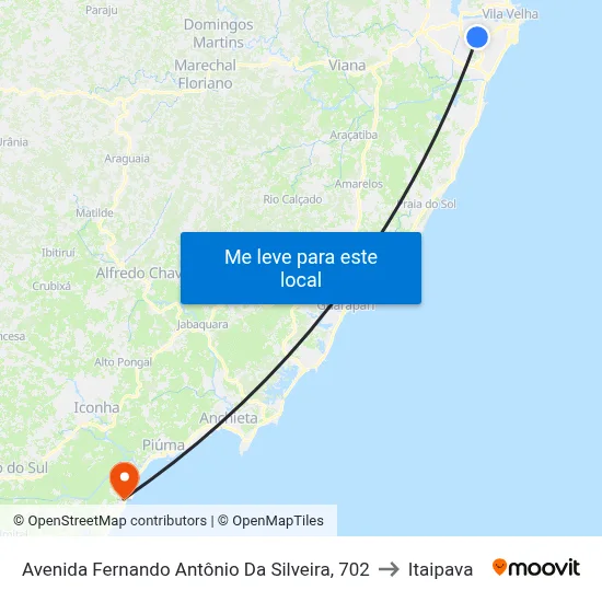 Avenida Fernando Antônio Da Silveira, 702 to Itaipava map