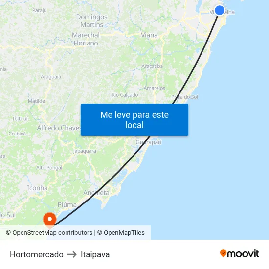 Hortomercado to Itaipava map