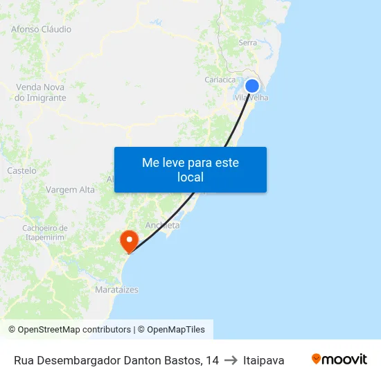 Rua Desembargador Danton Bastos, 14 to Itaipava map