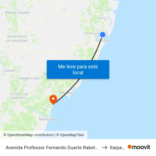 Avenida Professor Fernando Duarte Rabelo, 508 to Itaipava map