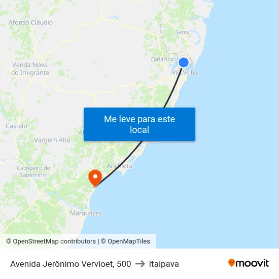 Avenida Jerônimo Vervloet, 500 to Itaipava map