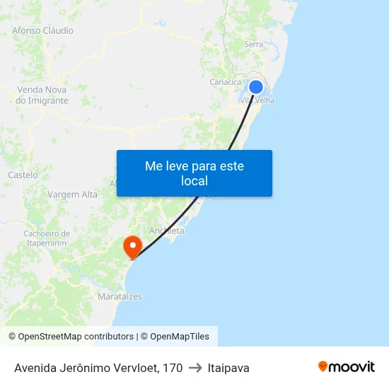 Avenida Jerônimo Vervloet, 170 to Itaipava map