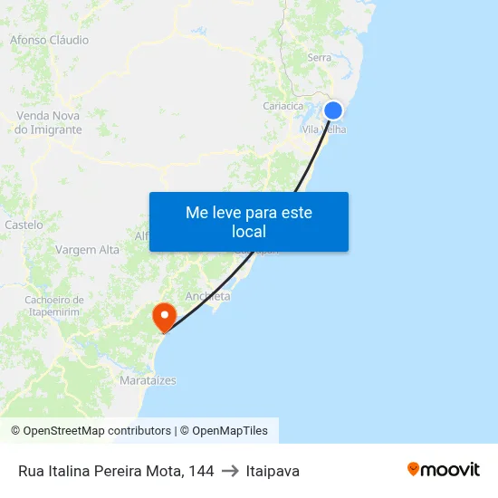 Rua Italina Pereira Mota, 144 to Itaipava map