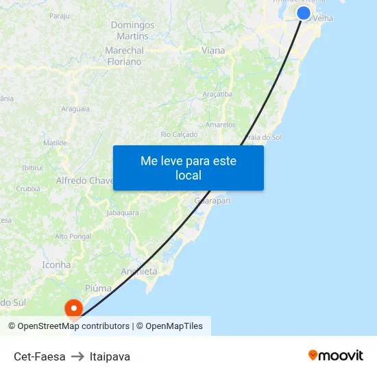 Cet-Faesa to Itaipava map