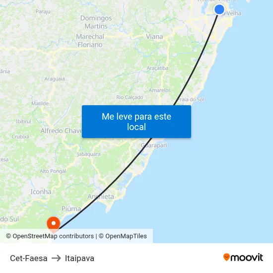 Cet-Faesa to Itaipava map