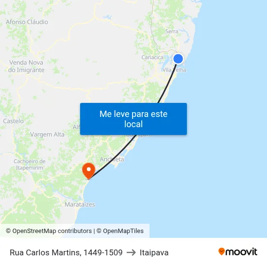 Rua Carlos Martins, 1449-1509 to Itaipava map