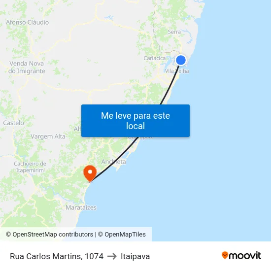 Rua Carlos Martins, 1074 to Itaipava map