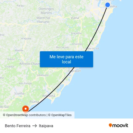 Bento Ferreira to Itaipava map