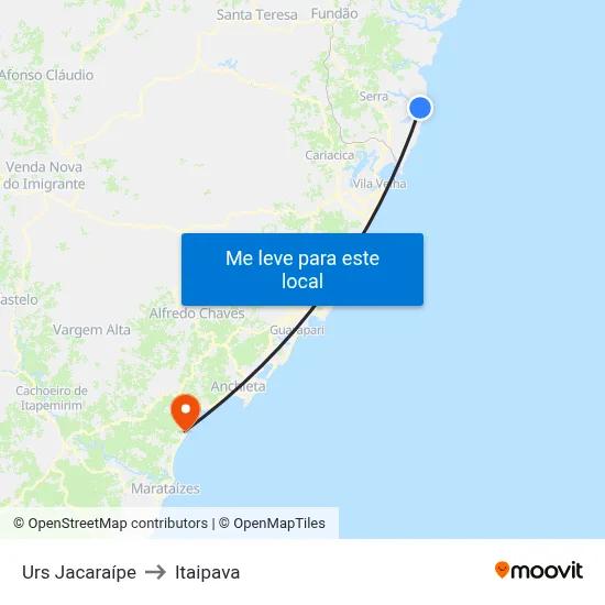 Urs Jacaraípe to Itaipava map