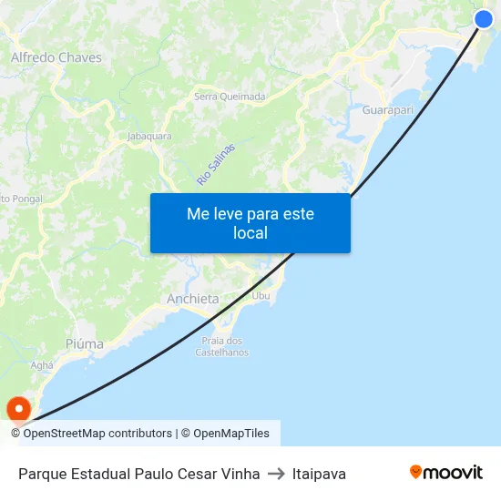 Parque Estadual Paulo Cesar Vinha to Itaipava map