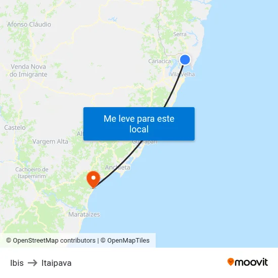 Ibis to Itaipava map