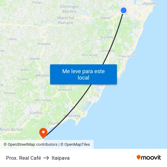 Prox. Real Café to Itaipava map