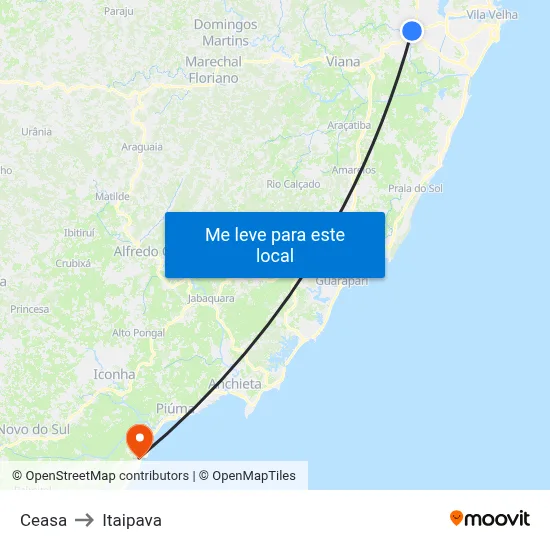 Ceasa to Itaipava map