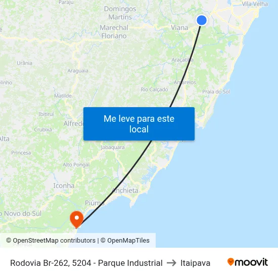 Rodovia Br-262, 5204 - Parque Industrial to Itaipava map