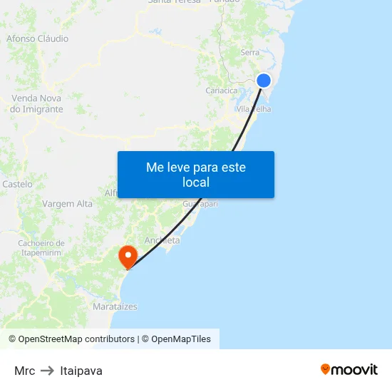 Mrc to Itaipava map