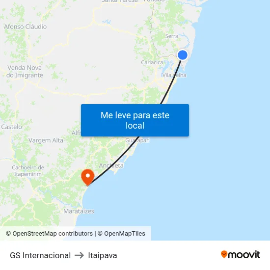 GS Internacional to Itaipava map