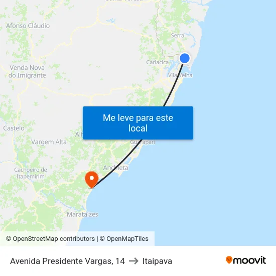 Avenida Presidente Vargas, 14 to Itaipava map