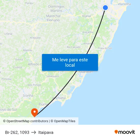 Br-262, 1093 to Itaipava map