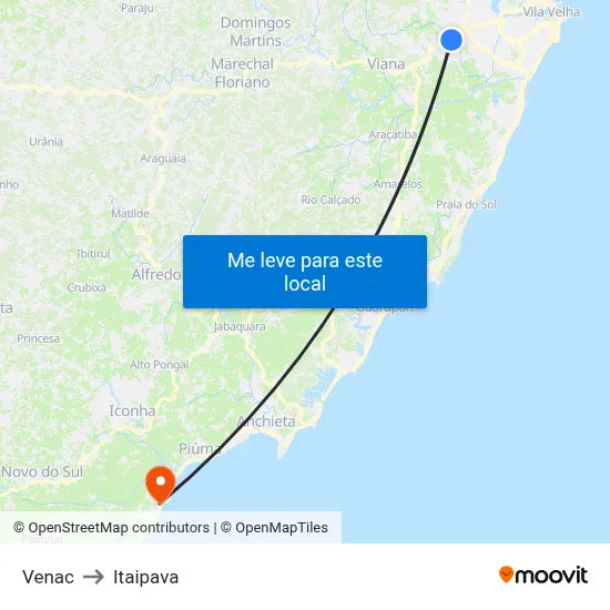 Venac to Itaipava map
