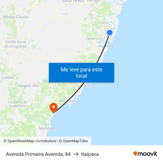Avenida Primeira Avenida, 84 to Itaipava map