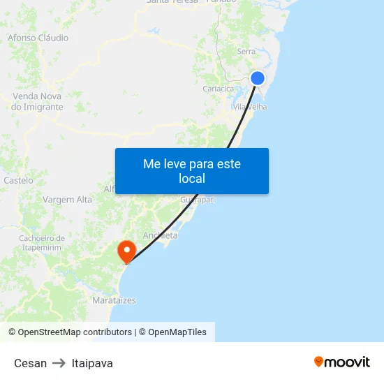 Cesan to Itaipava map