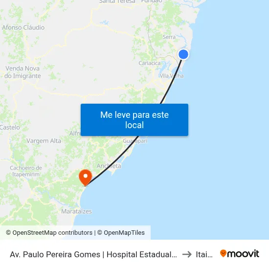 Av. Paulo Pereira Gomes | Hospital Estadual Jayme Santos Neves to Itaipava map