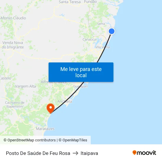 Posto De Saúde De Feu Rosa to Itaipava map