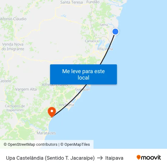 Upa Castelândia (Sentido T. Jacaraípe) to Itaipava map