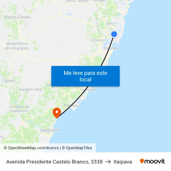 Avenida Presidente Castelo Branco, 3338 to Itaipava map