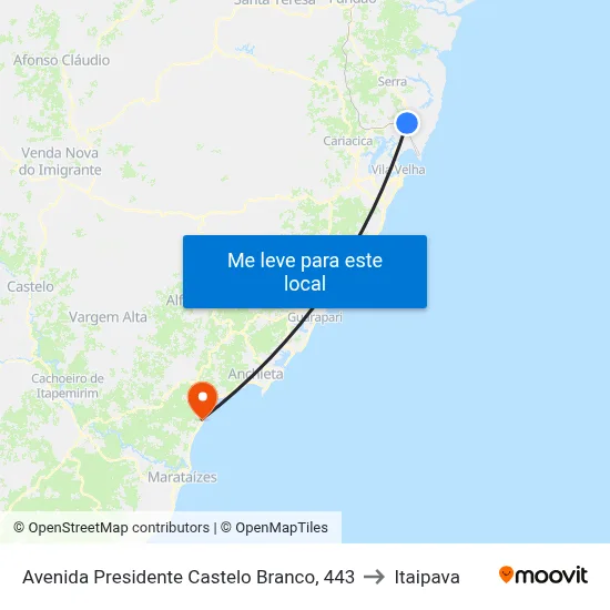 Avenida Presidente Castelo Branco, 443 to Itaipava map