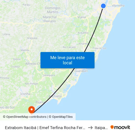 Extrabom Itacibá | Emef Terfina Rocha Ferreira to Itaipava map