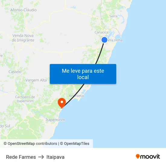 Rede Farmes to Itaipava map