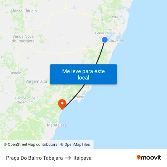 Praça Do Bairro Tabajara to Itaipava map