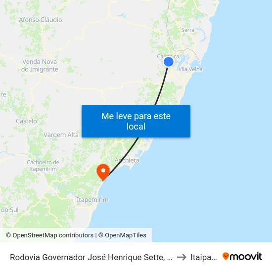 Rodovia Governador José Henrique Sette, 314 to Itaipava map