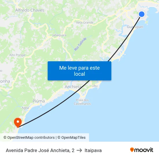Avenida Padre José Anchieta, 2 to Itaipava map