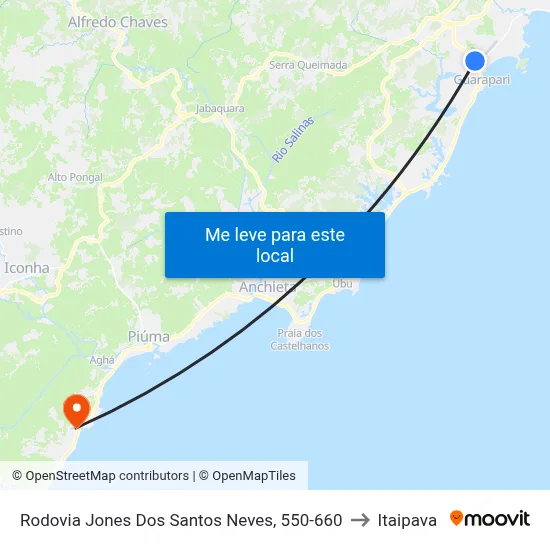 Rodovia Jones Dos Santos Neves, 550-660 to Itaipava map