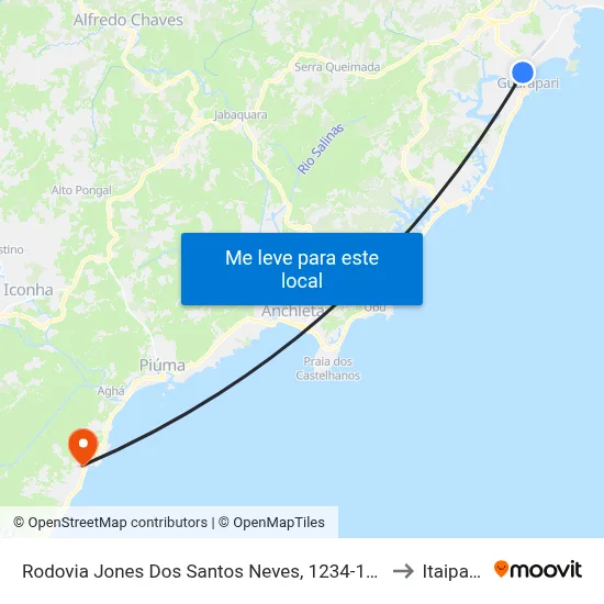 Rodovia Jones Dos Santos Neves, 1234-1308 to Itaipava map